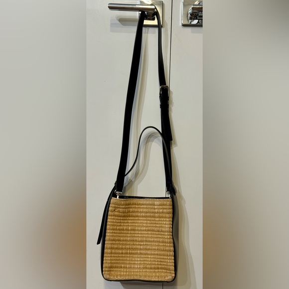 A.P.C. Handbags - A.P.C. Virginie Rafia and Black Leather 2 way Crossbody Hand Bag